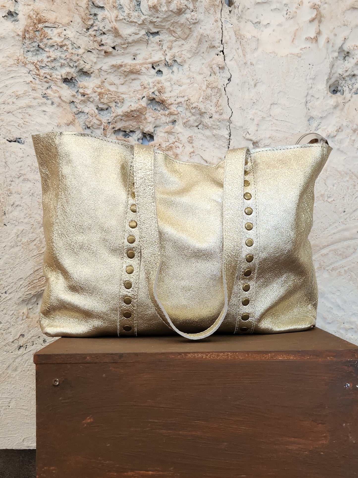 BOLSO SHOPPER PIEL DORADO