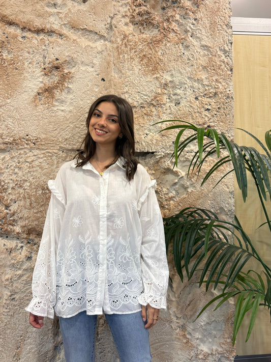 CAMISA BORDADOS FLORALES BLANCA