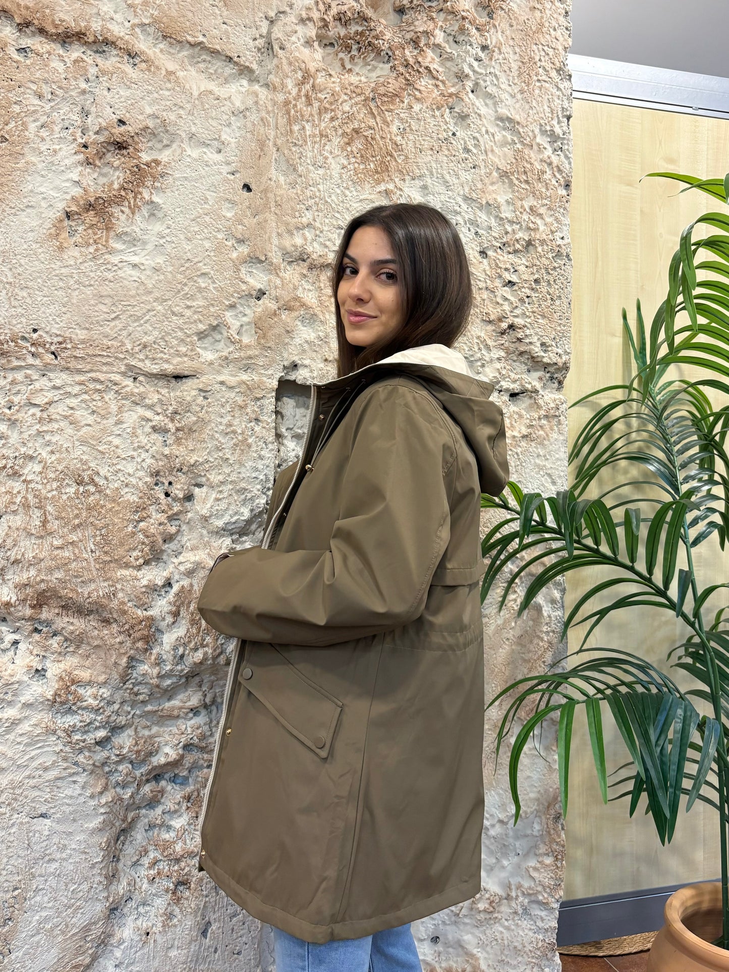 PARKA LIGERA REVERSIBLE TAUPE-BEIGE