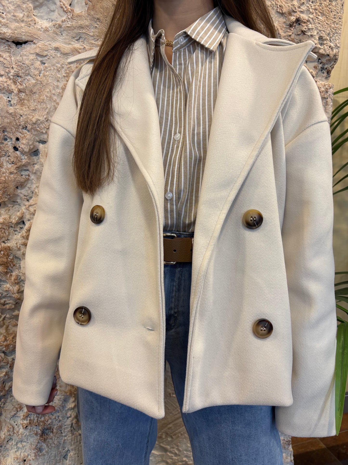 TRENCH PAÑO BEIGE