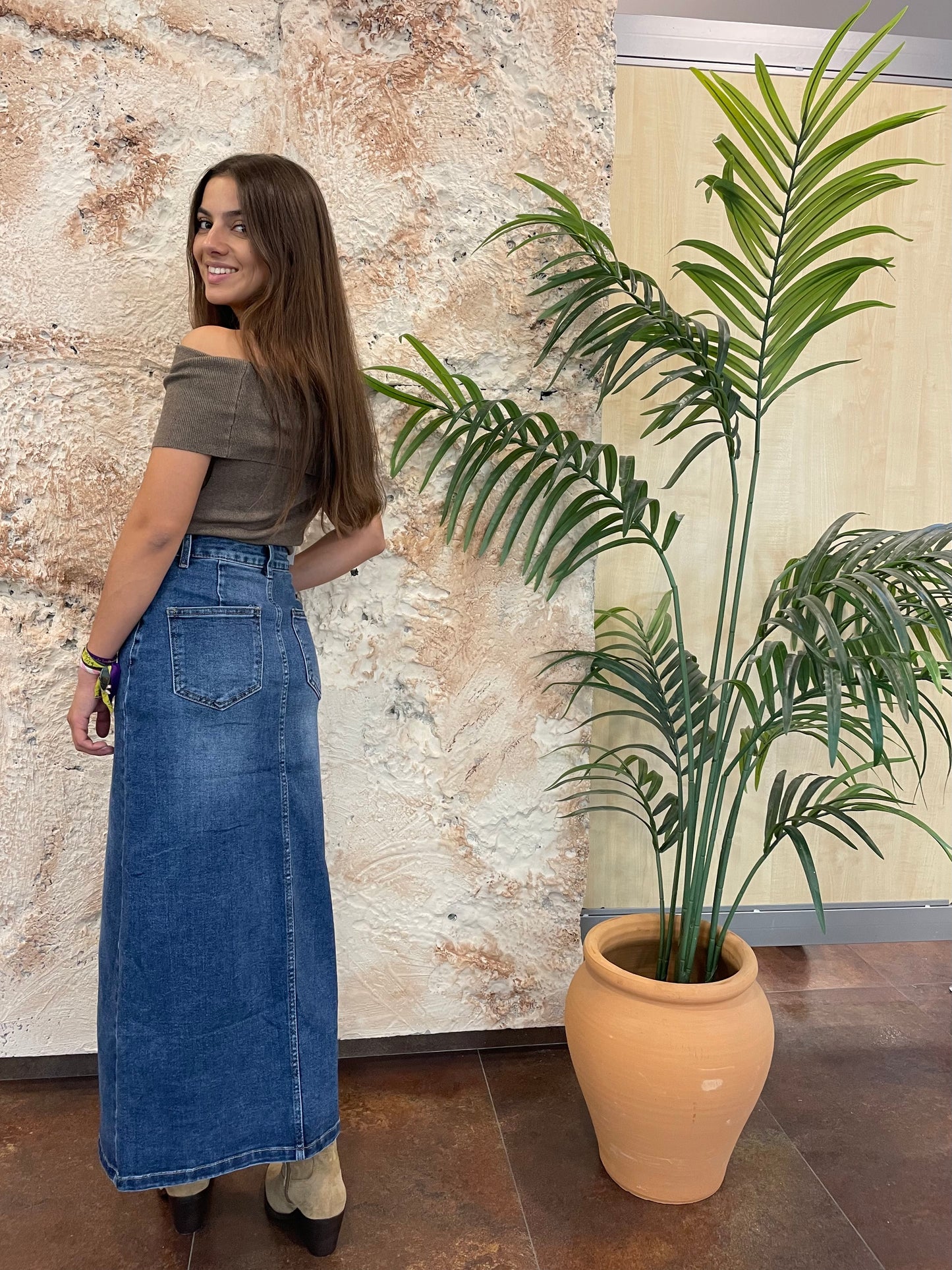 FALDA MIDI DENIM